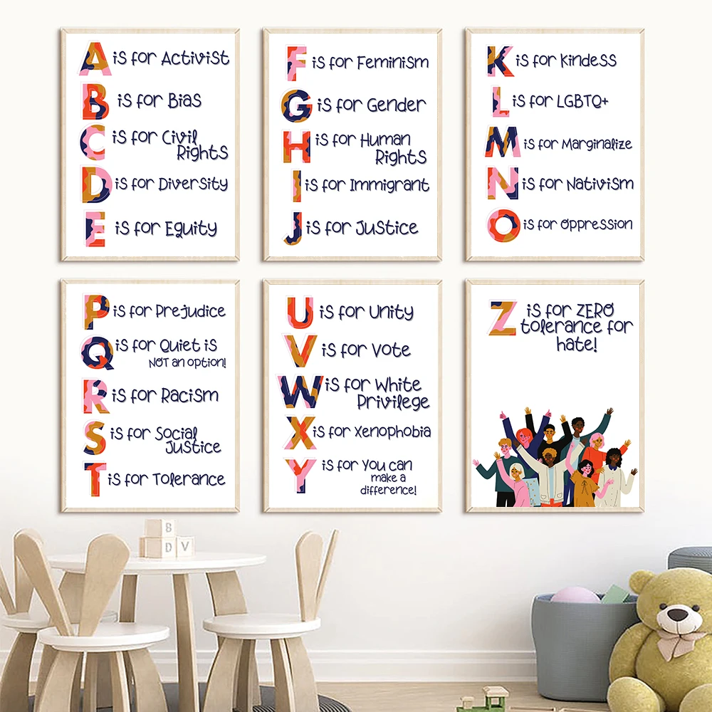 Kids Education Quote - Nursery Alphabet Human Rights Quote Prints