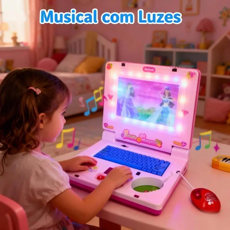 Kids Educational Workbooks - Mini Notebook Musical Toy Laptop Portable