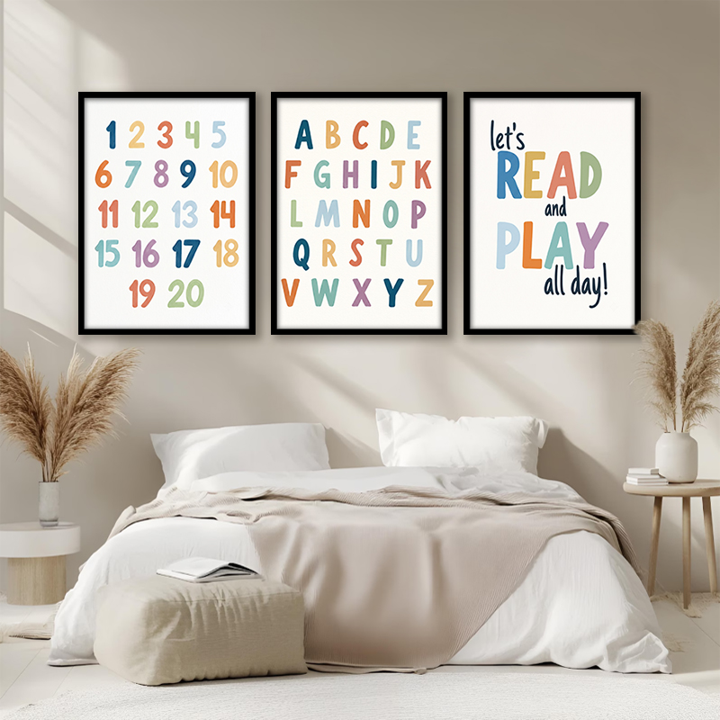 Rainbow ABC Numbers Canvas Wal - огляд і ціна Kids Education Quote