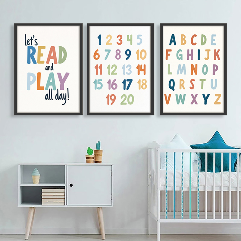 Rainbow ABC Numbers Canvas Wal - огляд і ціна Kids Education Quote