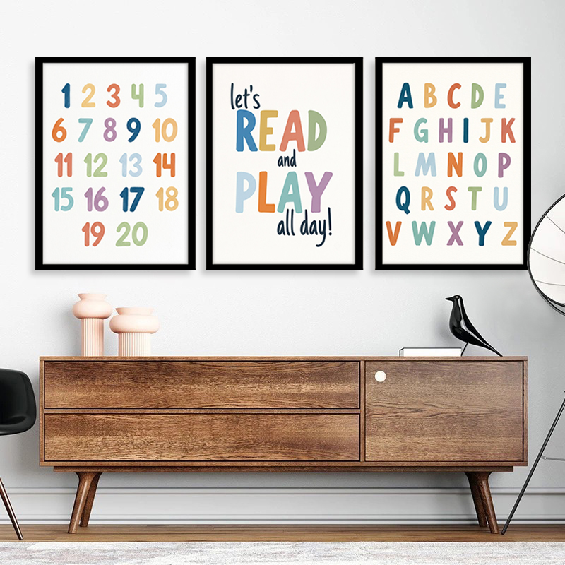 Rainbow ABC Numbers Canvas Wal - огляд і ціна Kids Education Quote