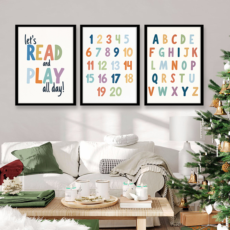 Rainbow ABC Numbers Canvas Wal - огляд і ціна Kids Education Quote