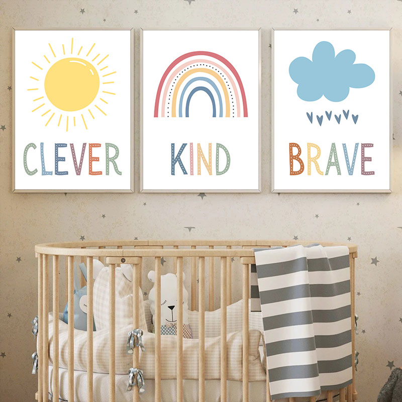 Cute Sun Rainbow Cloud Canvas  - огляд і ціна Kids Education Quote