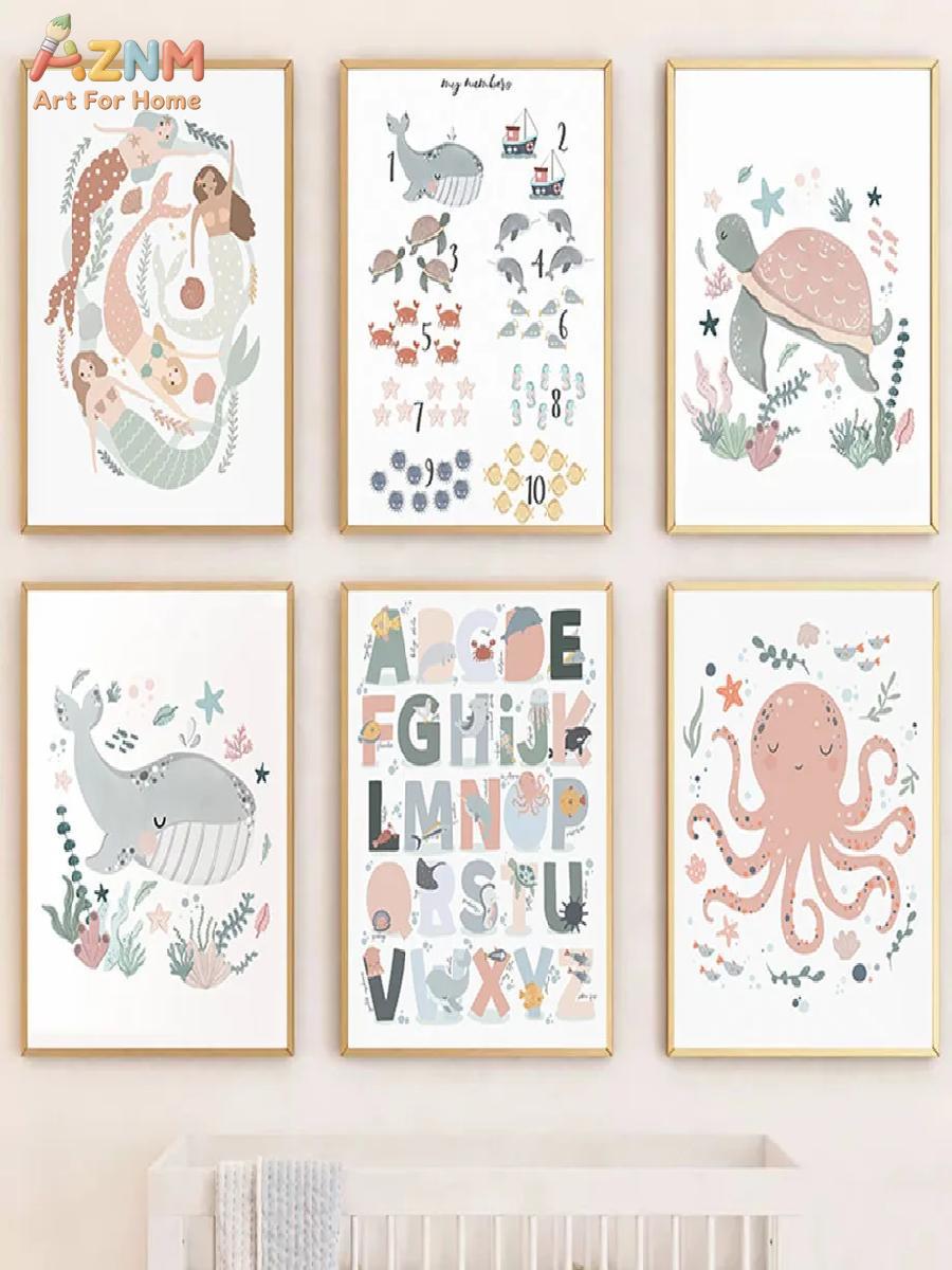AZNM Nursery Sea Animal Canvas - огляд і ціна Kids Education Number