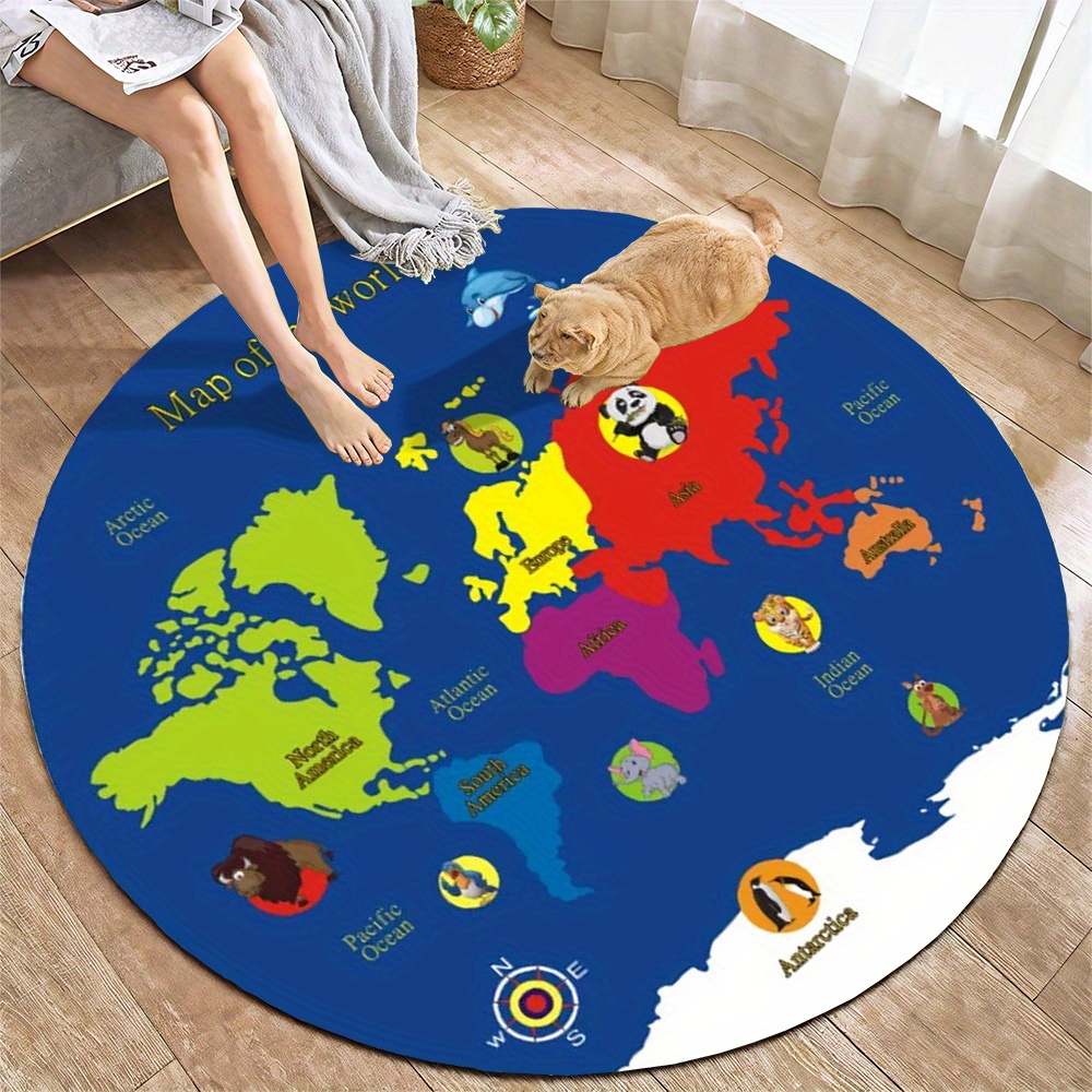 World Map Round Rug Flannel Ed - огляд і ціна Kids Education Nursery