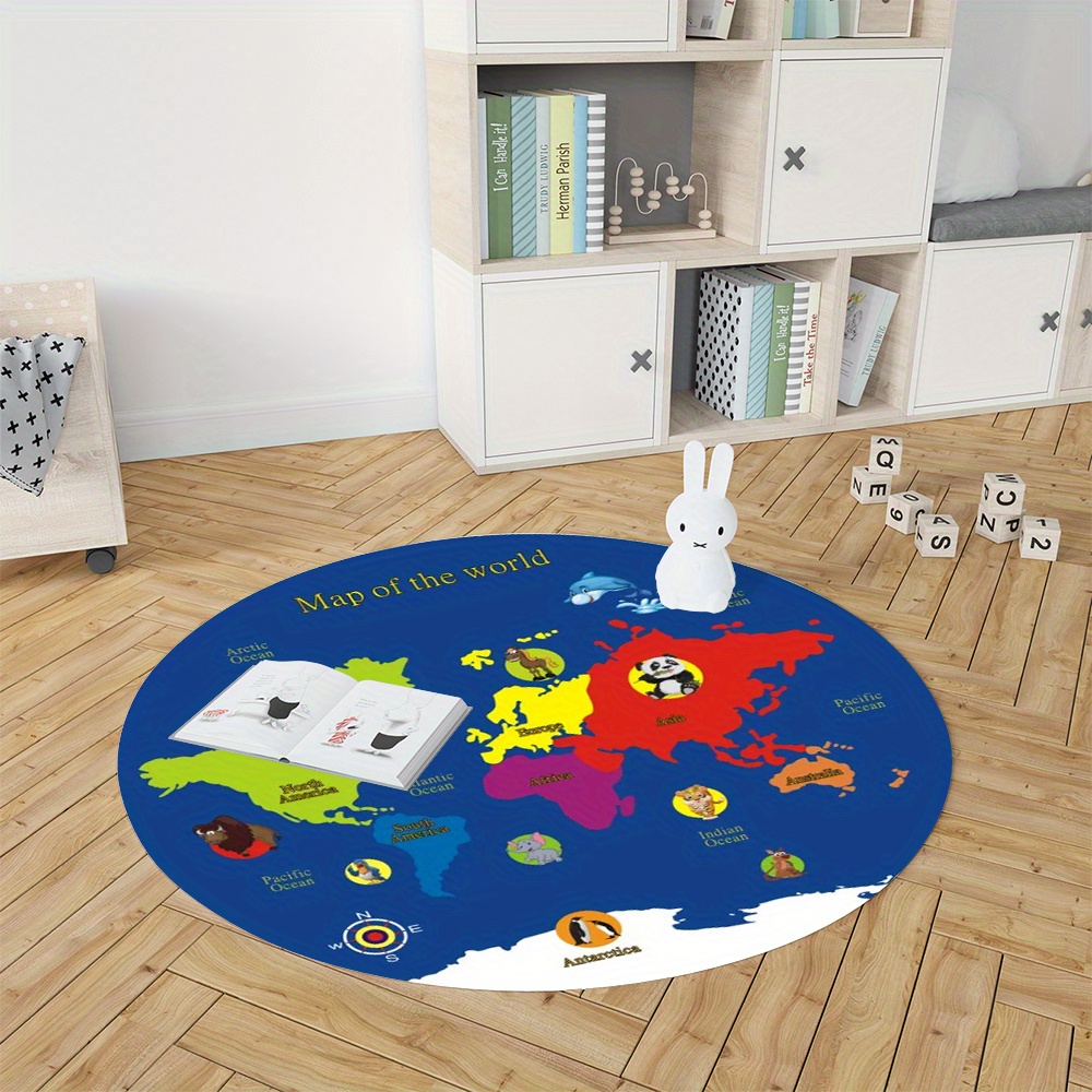 World Map Round Rug Flannel Ed - огляд і ціна Kids Education Nursery