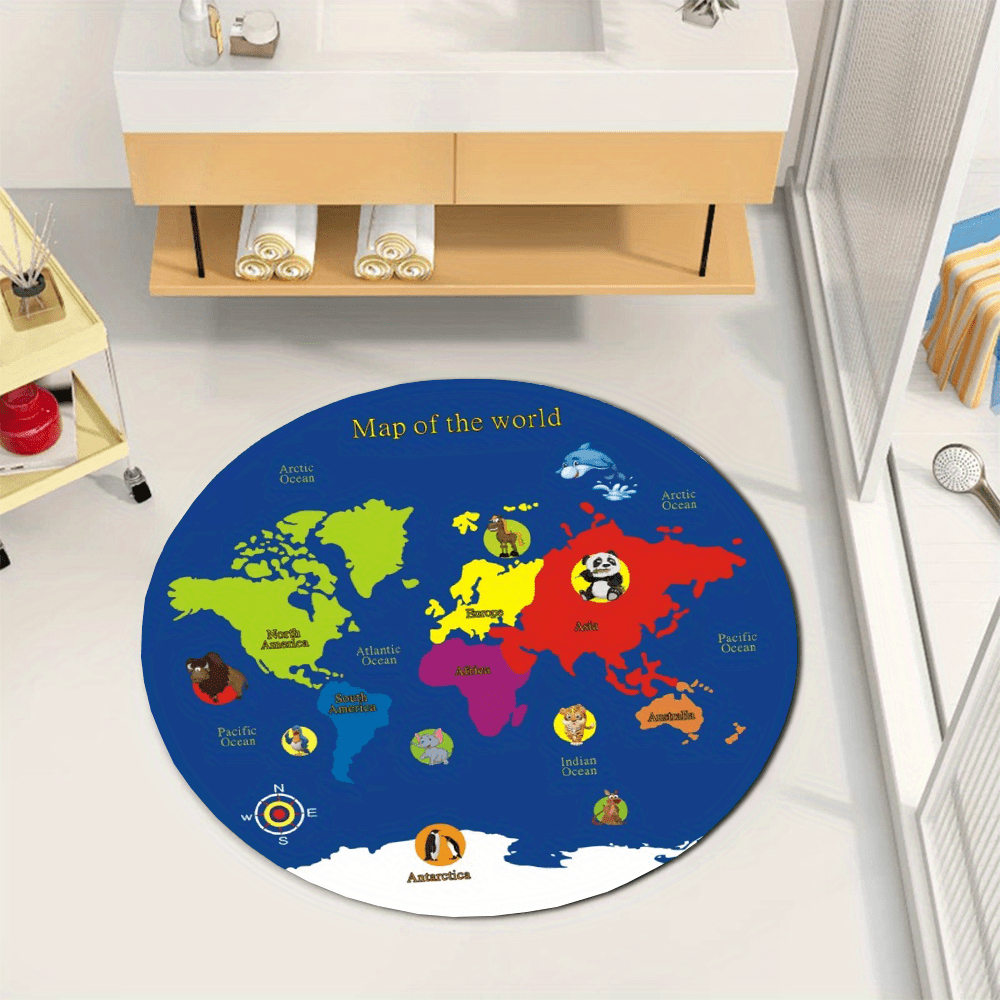 World Map Round Rug Flannel Ed - огляд і ціна Kids Education Nursery